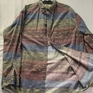 Cabela's Olive, Rust, Blue - Aztec Button-Down Shirt - Deerskin Soft Chamois